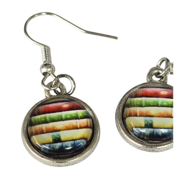 Book Stack Earrings Library Gift Jewelry Reader Writer Fashion - Picture 3 of 4